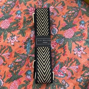 NEW Elie Beaumont London chevron crossbody black & gold, gold tone hardware